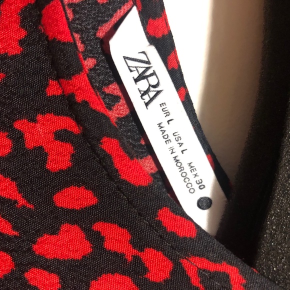 NWOT Zara Dress, Midi, red-black leopard print, size large - Picture 8 of 10